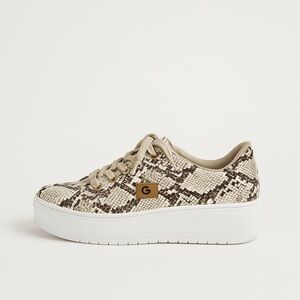Guess Women's Snakeskin Platform Sneakers - Beige and Black